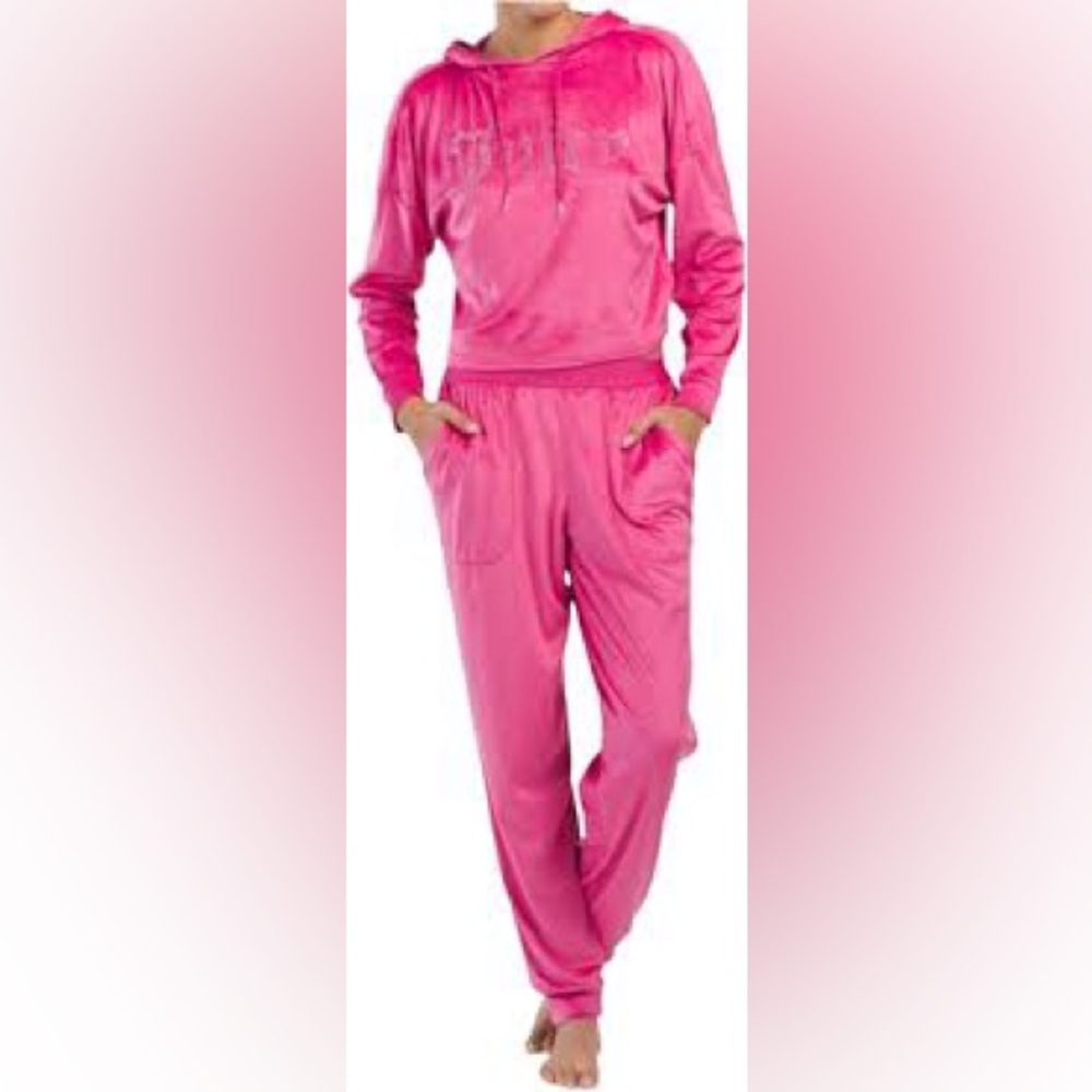 Juicy 2 pc Pink Velour Loungewear Size Large